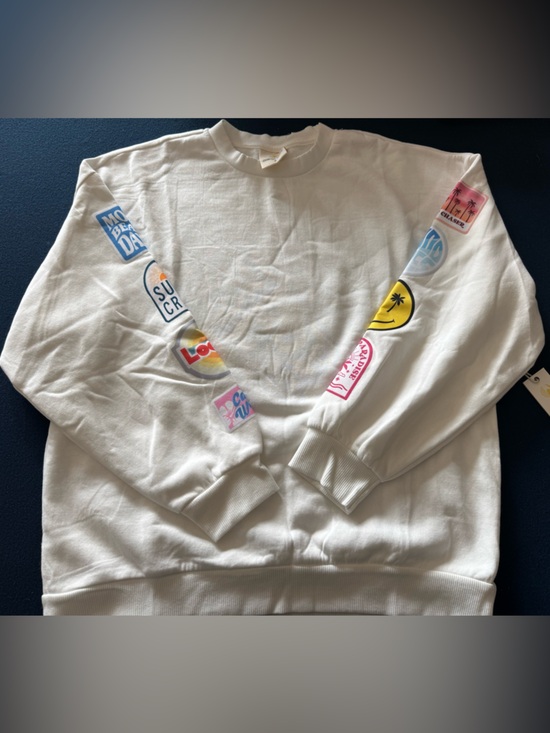 Ocean Drive Tops - Ocean Drive White Sweatshirt with Yellow Smiley plud many more FUN Patch Prints🙂